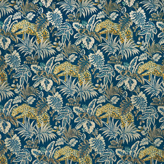 Leopard, Indigo - Fabric Only